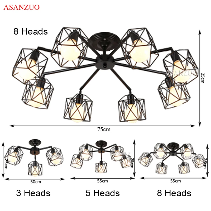 Ретро винтажный промышленный американский кантри железная клетка потолочный светильник балкон кухня столовая современный домашний Декор Светильник ing