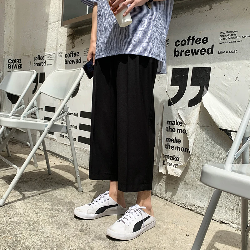 Летняя новая Корейская версия свободные Harajuku трендовые студенческие деловые повседневные мужские трехцветные брюки уличная одежда - Цвет: Черный