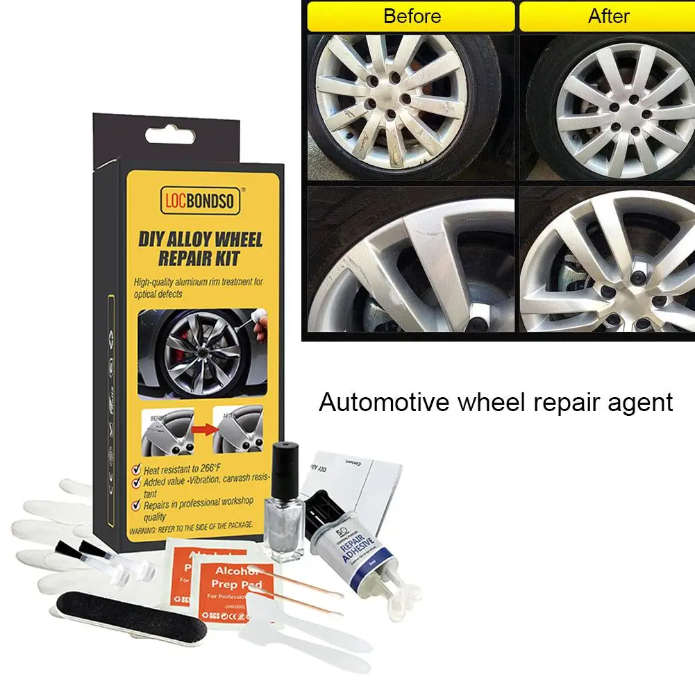 

Car DIY Alloy Wheel Repair Adhesive Kit General Purpose Silver Paint Fix Tool For Car Auto Rim Dent Scratch Care Accessories