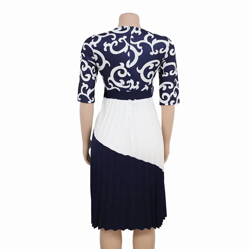 Офисное женское платье, осеннее платье с коротким рукавом и круглым вырезом, женское платье с принтом, плиссированное ТРАПЕЦИЕВИДНОЕ ПЛАТЬЕ, женские платья, большие размеры