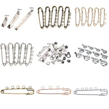 

10pcs 5 Holes DIY Golden Brooches Base Findings DIY Pins And Brooches For Jewelry Making Fit Baby Gifts