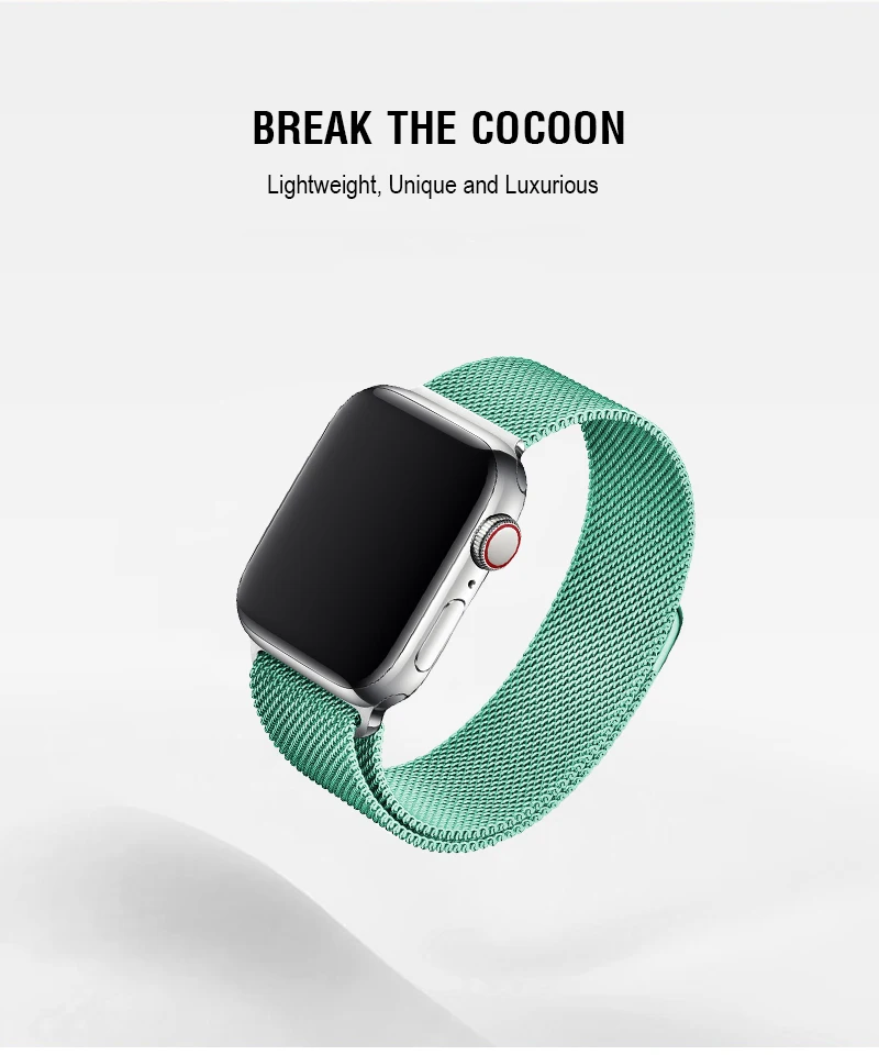 Для Apple Watch Series 3 42 мм ремешок бирюзовый зеленый браслет Миланская петля ремешок для Apple Watch Series 5 40 мм ремешок 44 мм