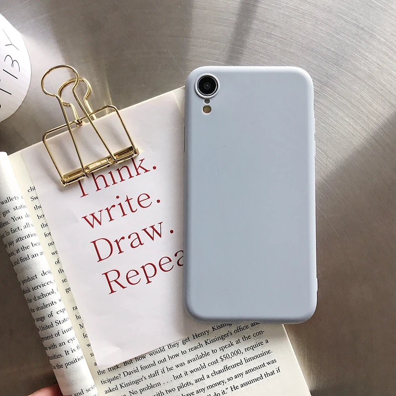 Ударопрочный силиконовый чехол из ТПУ для Apple iPhone 7 Plus 8 6 6s X XS Max XR 5 5S SE, задняя крышка 7 Plus 8, роскошные мягкие матовые цветные чехлы - Цвет: Серый