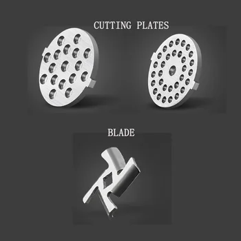 

2Pcs Meat Chopper and 1Pc Cross-shape Blade for KBS Meat Grinder Carbon Steel Silver