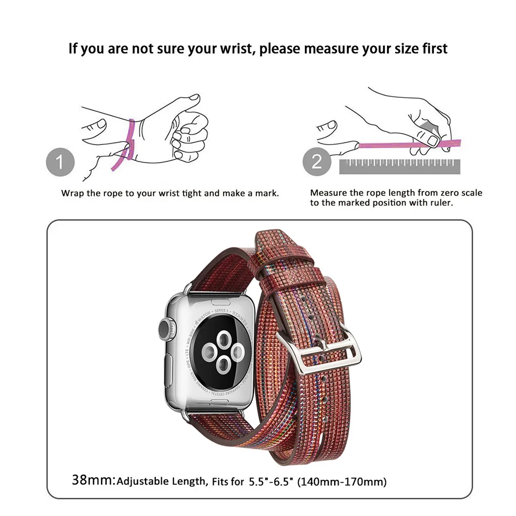 Падение для наручных часов Apple Watch серии 1/2/3/4/38 40 мм роскошный кожаный флэш браслет часы Straphigh качество