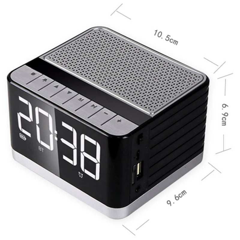 Large Screen Mirror Electronic Led Alarm Clock with Wireless Radio Modern Design Desktop Clock for Electronic Gift for Office
