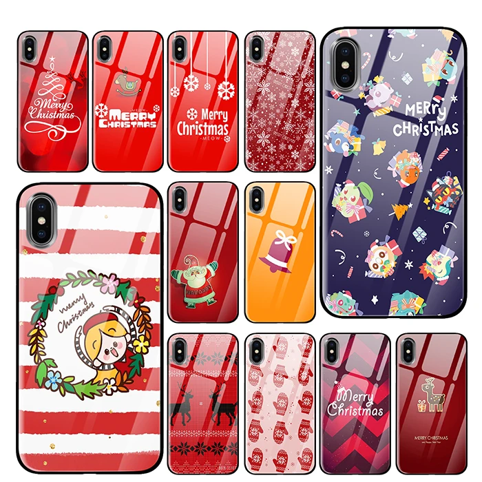Красочный Рождественский роскошный чехол из закаленного стекла для iPhone 5 5S 6 6s 7 8 Plus X XS XR 11 Pro Max