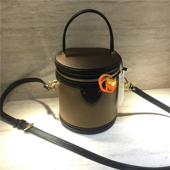

Leather shaped bucket bag 2020 New Retro handbag Korean simple fashion cylinder messenger bag