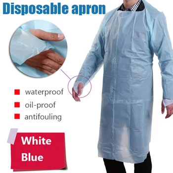 

Disposable Plastic Waterproof Oilproof Thumb Buckle Sleeve Apron with Long sleeves for Kitchen Restaurant Working