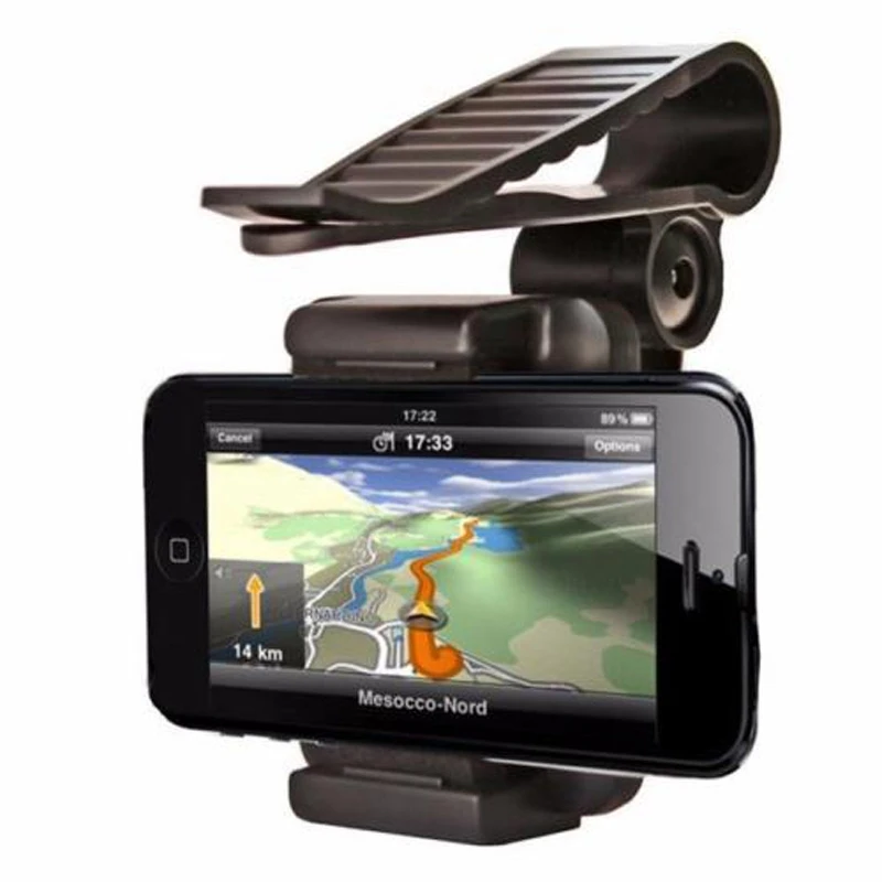 Newest Car Sun Visor Rearview Mirror Mount Mobile Smart Phone Holder Stand Cradle for iphone 5s 6 plus 11 Pro Max GPS Black