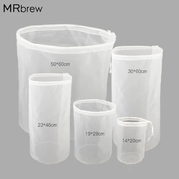 

120 Mesh Brewing Filter Bag Drawstring Straining Cylinder Beer Wine Homebrew Reusable Filtering Fine Nylon Mesh Strainer