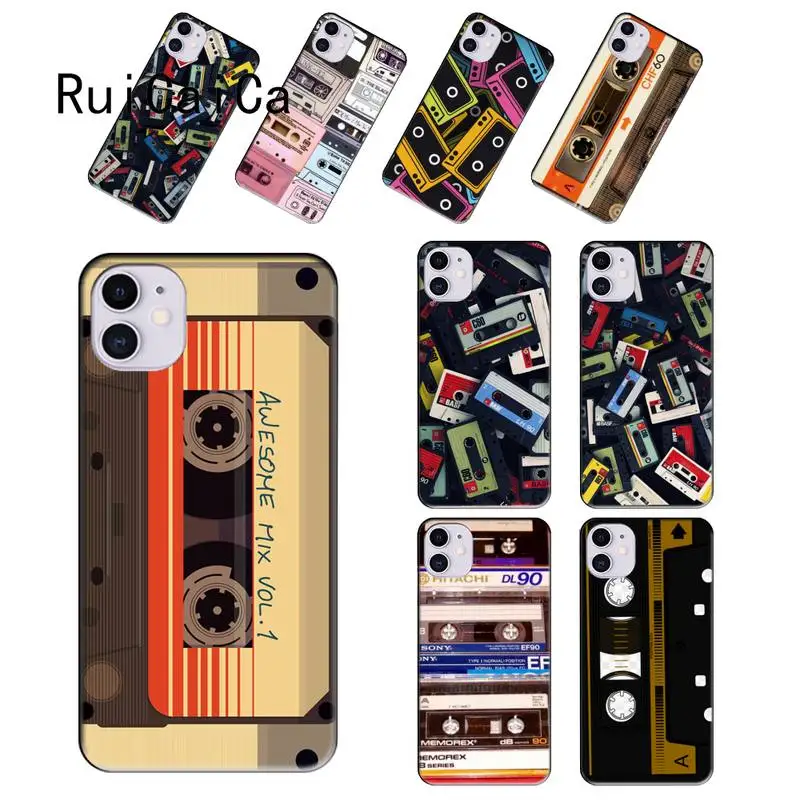 Винтажная магнитная лента RuiCaiCa кассета чехол для телефона iPhone 12 8 7 6 6S Plus X XS MAX 5 5S SE