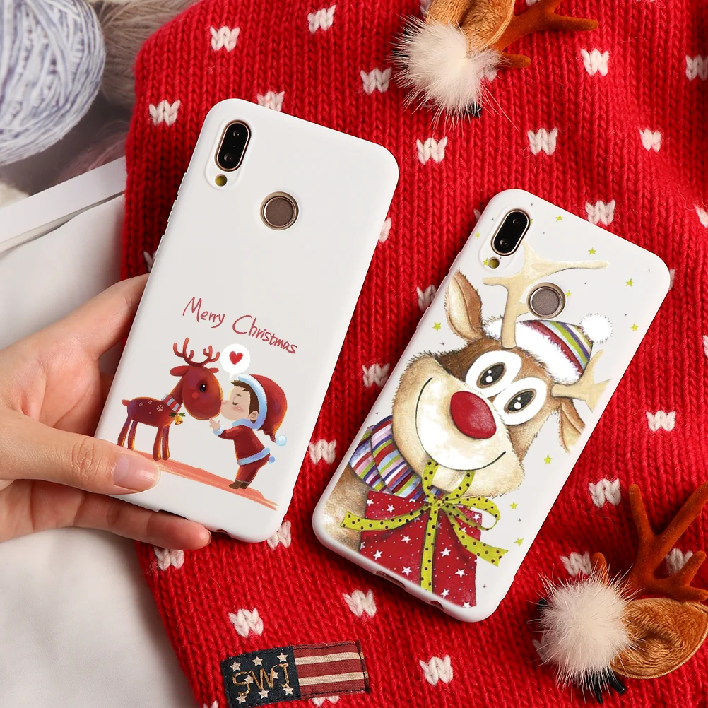 Чехол для телефона с рождественским рисунком лося для huawei mate 10 20 30 Lite P8 P9 P10 P20 P30 Lite Mini P Smart Y6 Y7 Pro TPU