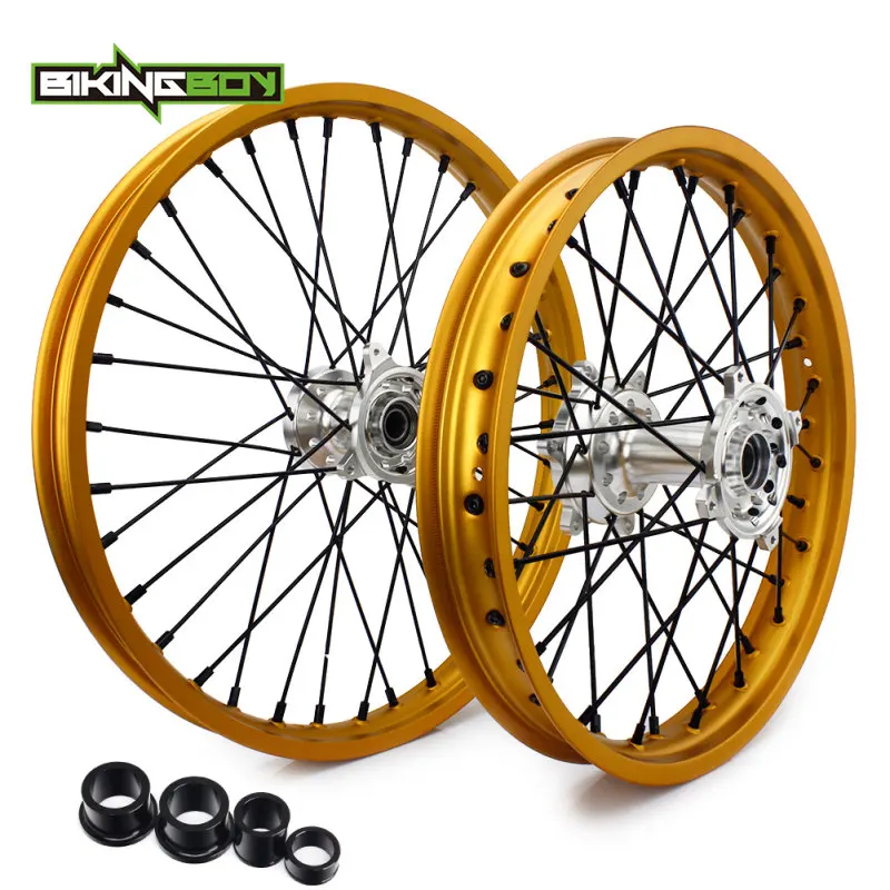 Pair Silver Hub BIKINGBOY спереди и сзади 2" 19" обод колеса концентратора для Suzuki РМЗ 250 07 08 09, 10, 11, 12, 13, 14, 15, 16, 17, 18, 19, RM-Z 450 05- для мотокросса - Цвет: Pair Silver Hub