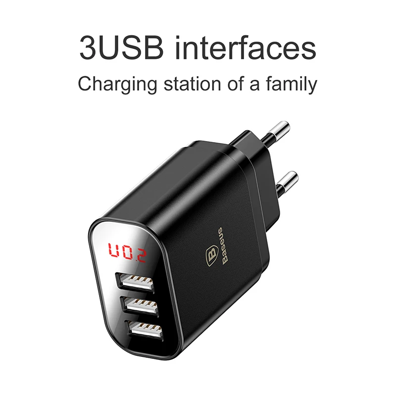 Baseus Мульти USB зарядное устройство для iPhone samsung Xiaomi Mi Быстрая зарядка Turbo несколько настенных зарядных устройств EU US Plug зарядное устройство для мобильного телефона