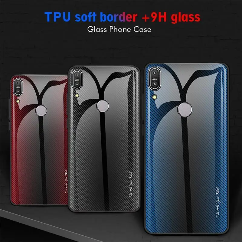 

Gradient Texture Tempered Glass Case for Asus Zenfone Max Pro (M2) ZB631KL ZB633KL Case Max Pro (M1) ZB601KL ZB602KL Cover Coque