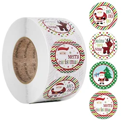 100-500Pcs/Roll Christmas Sticker Seal Labels Stickers 4 Design Cartoon Reward Sticker for Children Toys gift Waterproof