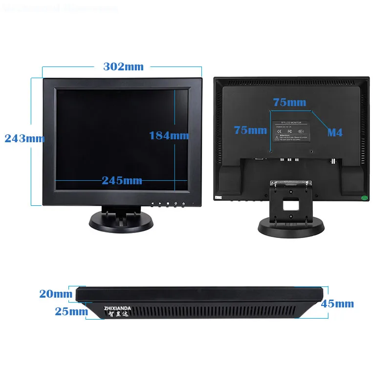ZHIXIANDA ޴ ũž  ÷, BNC HDMI AV VGA USB ̽, 12 ġ 4:3, 800x600