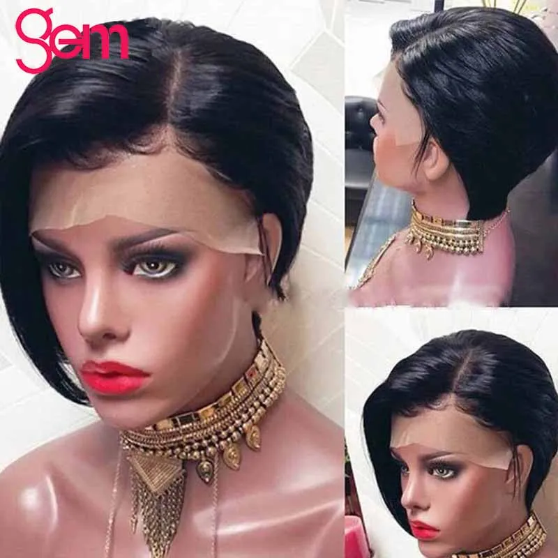 Парик из бразильских коротких волос Pixie Cut парик человеческих для чернокожих