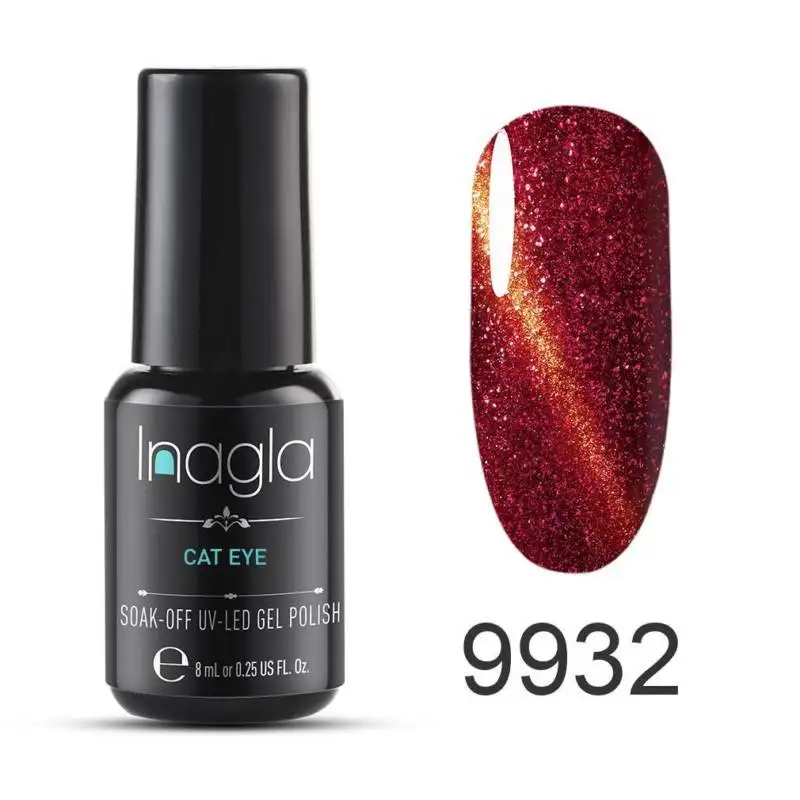 9932 Inagla 8 мл Galaxy кошачий глаз лак для ногтей Блеск для ногтей УФ лампа 9D Хамелеон для использования с магнитом гель лак для ногтей Черный цвет необходимый гель - Color: 9932