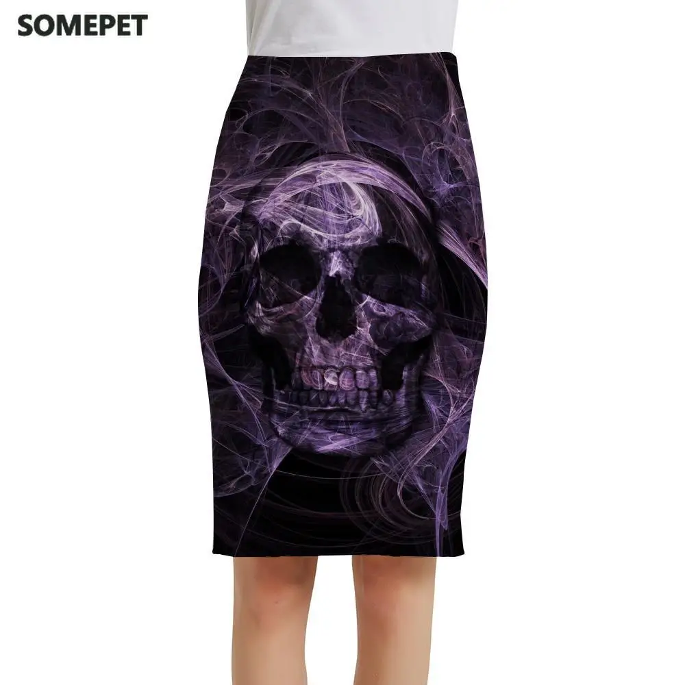 

SOMEPET Brand Skull Skirts Women Abstract Office Psychedelic Sundresses Harajuku Pencil Ladies Skirts Womens summer Anime Korean