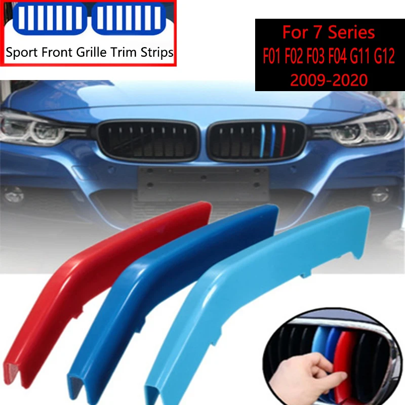 3Pcs Car M Grille Trim Strip Per Bmw Serie 7 F01 F02 F03 F04 G11 G12 2009-2020 Performance Car Racing Grille Strip Trim Clip