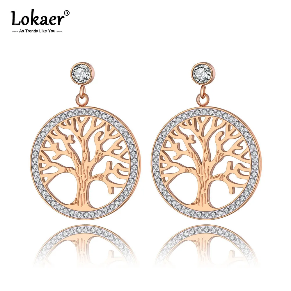 Lokaer, богемные серьги из нержавеющей стали, цветы, гвоздики дерево, ювелирное изделие, трендовая глина, CZ Кристалл, растение, серьги для женщин, девушек, E19277