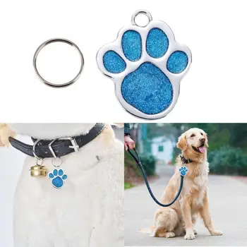 

1pc Stainless Steel Glitter Custom Pet Dog Tag Personalized Engraved Dogs Cat Feet ID Tags Pet Footprints ID Cards Pet Ornaments