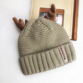 

Christmas Hat New Cute Antler Knit Hat with Velvet Thickened Outdoor Jumper Hat Red White Brown Black Christmas Deer