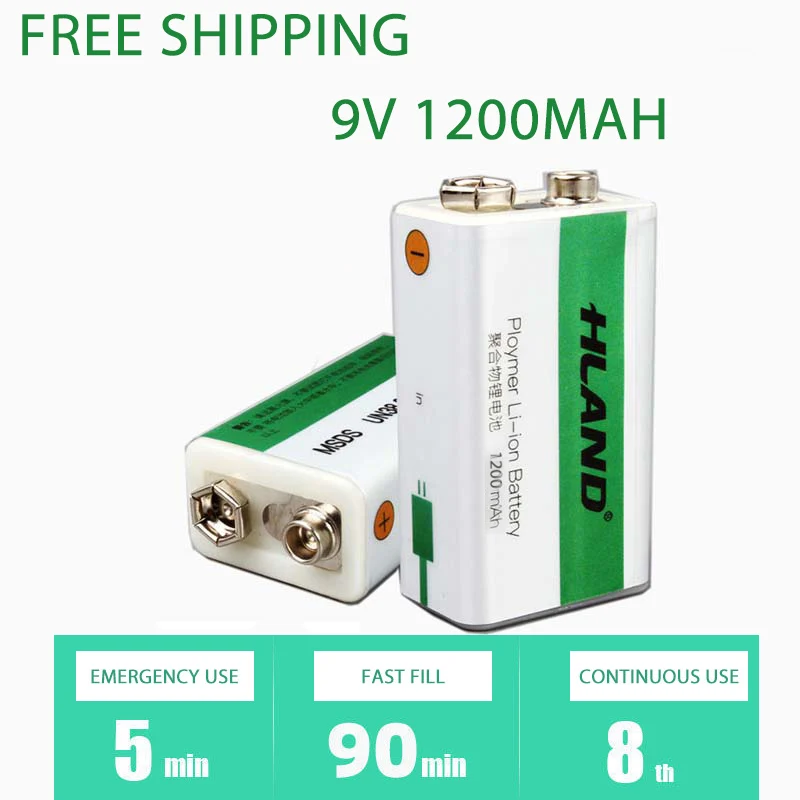 2021 new USB cycle charging battery 9V 1200mAH is suitable for camera and other series of electronic products+USB cable | Электроника