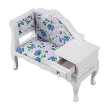 

1:12 Doll House Sofa Couch for Living Room with Drawer Cabinet Mini Furniture Model