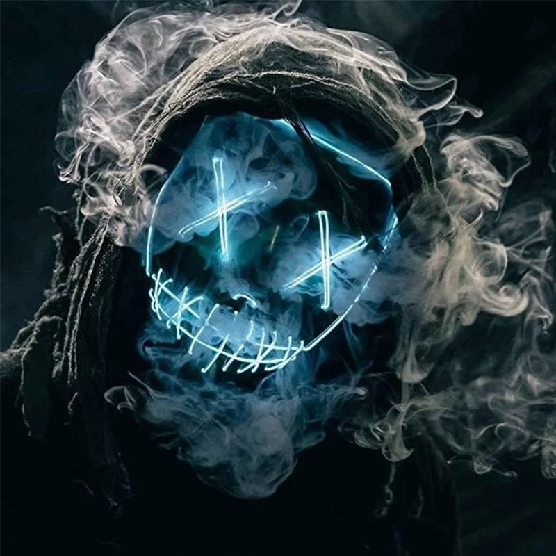 LED Halloween Mask Luminous Glow In The Dark Mascaras Party Neon light Masquerade Costume Cosplay Masques Horror Props | Дом и сад