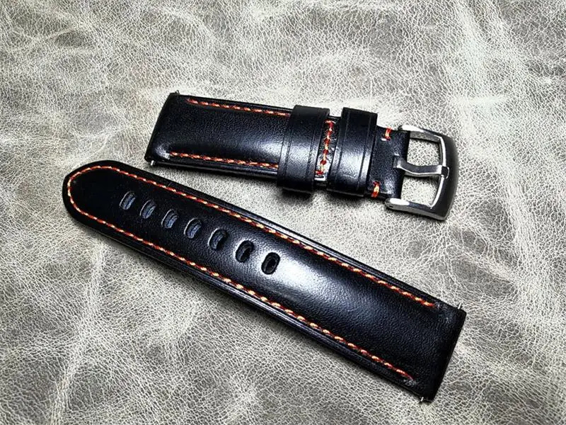 

22mm 24mm 26mm black high quality Retro Italy Calf Leather Universal Watchband Replace for PAM 44111 Pilot Universal Watch Strap