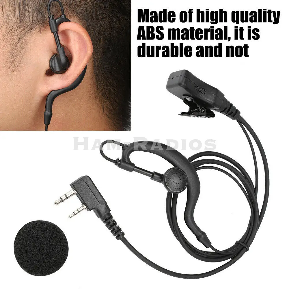 YiNiTONE Walkie Talkie Earpiece can tune volume G-shape  Earphone PTTHeadsetfor Baofeng Kenwood TYTRadio