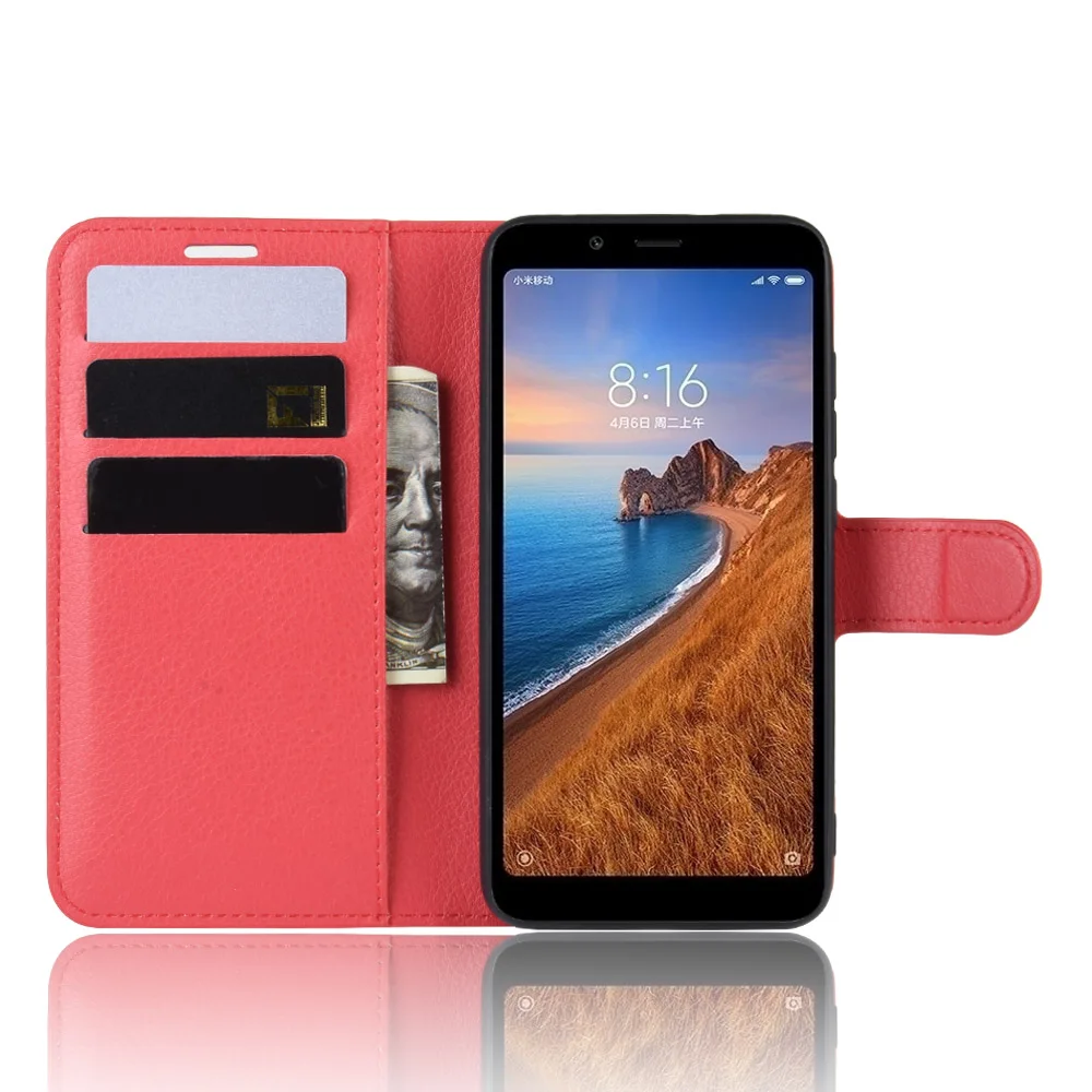 Чехол для Xiaomi Redmi 7A откидной Кошелек из искусственной кожи с держателем карт