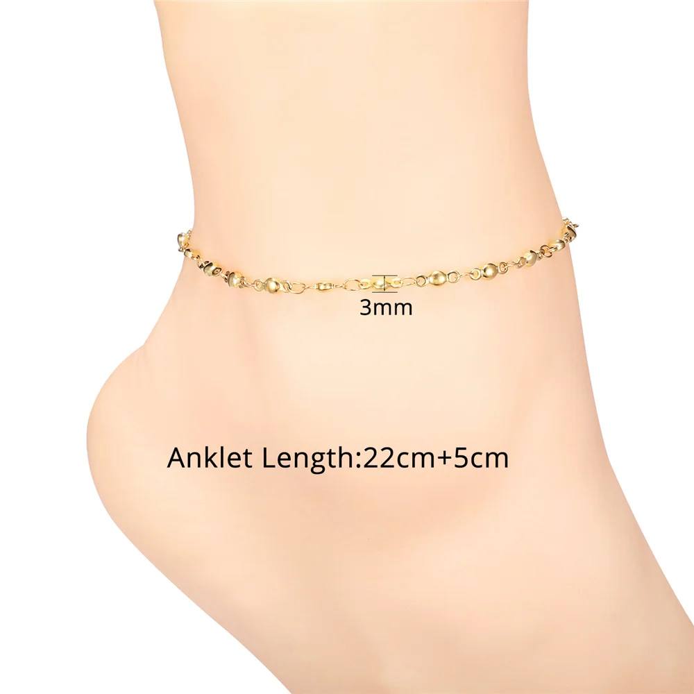 Bracelet De Cheville Femme Réglable Acier Inoxydable – Trèfle Chance, Cœur Amour & Perles Dots, Idéal Plage Été Vacances