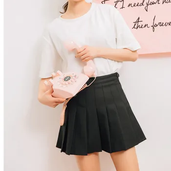 

Women high waist Cosplay skirt 2019 Spring summer kawaii Denim solid a-line sailor Skirts Japanese school uniform Mini Skirts d2