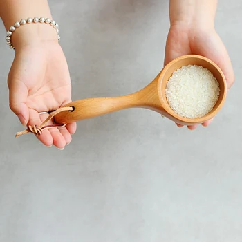

Wood Tableware Spoon Short Rice Colander Soup Skimmer Cooking Soup Spoons Scoop Kitchen Tool Set