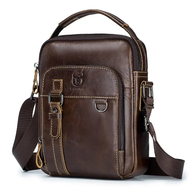 BULLCAPTAIN Fashion Men's Shoulder Bag Leather Messenger Bags Male Bolsos Crossbody Bags Quality Man's Handbag Travel For Ipad Coffee