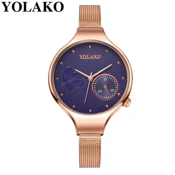

YOLAKO Fashion High Quality Creative Flower Quartz Belt Ladies Watch Gift