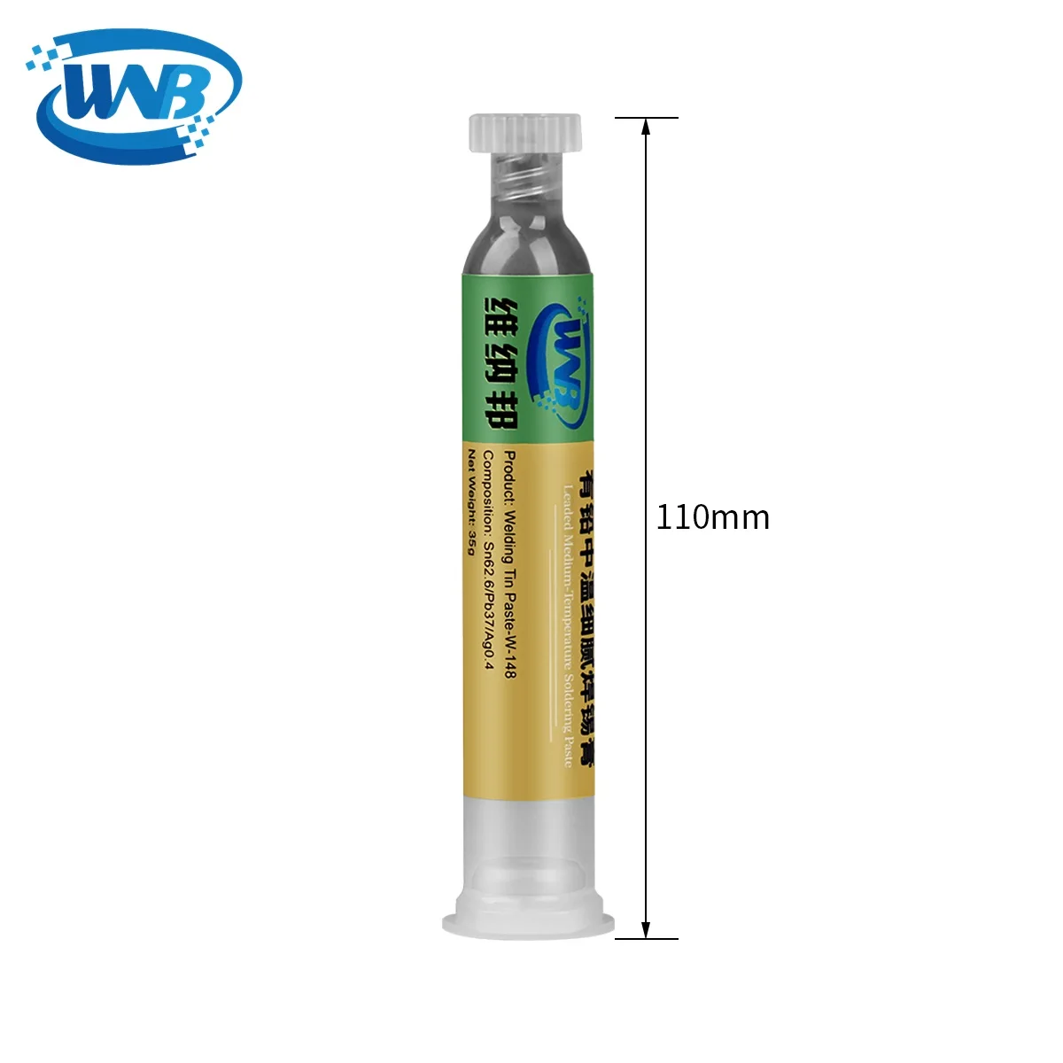 Фото Шприц WNB 10cc Sn62.6/Pb37/Ag0.4 для пайки, Оловянная паста с температурой плавления 148 ℃, паяльная паста, сварочный флюс для ремонта трафаретов плат BGA №5