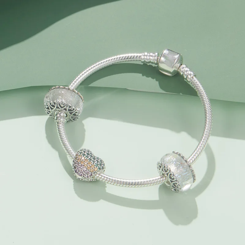 

Kristie Shop Original 1:1 100% 925 Sterling Silver Rose Gold Snake Bone Glazed Bead Love Bracelet Gift First Choice Free Of Char