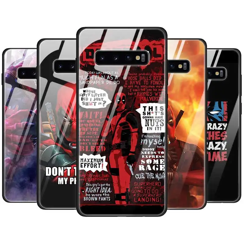 

Deadpool Dead Pool Tempered Glass Case Cover For Samsung Galaxy S10 S10e S9 S8 Note9 Note 10 Plus 5G A50 A30 TPU Edge Back Shell