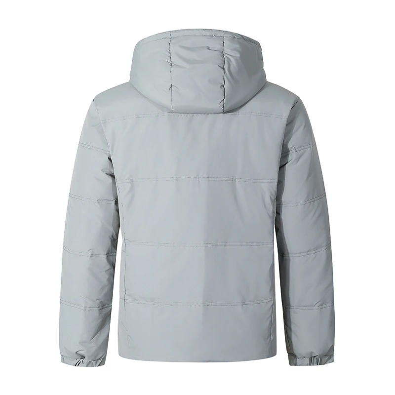 Ouma Autumn And Winter New Style Solid Color Versatile Pocket Zipper Design Long Sleeve Hooded down Jacket MEN'S Outerwear