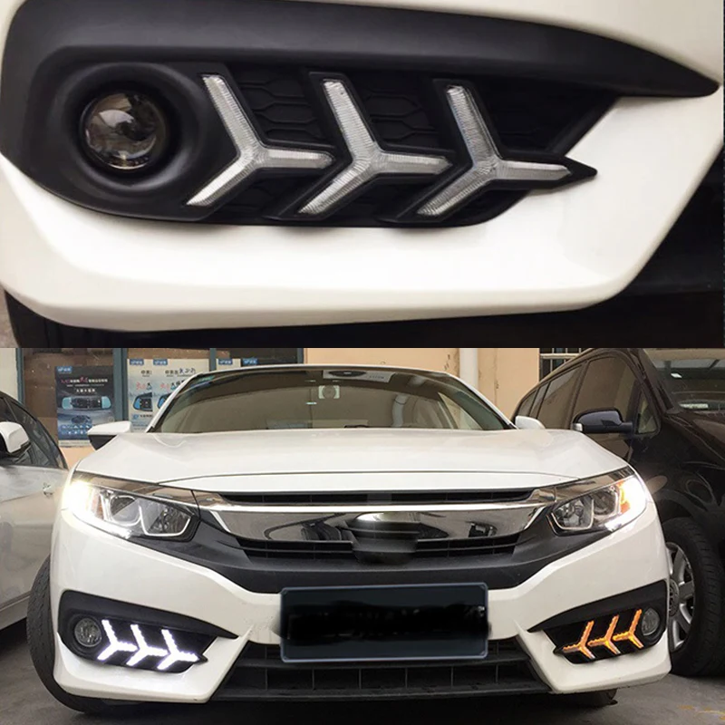 2 шт./пара автостайлинг ремонт дневного света для Honda Civic передний бампер DRL указатель поворота для Civic Mo