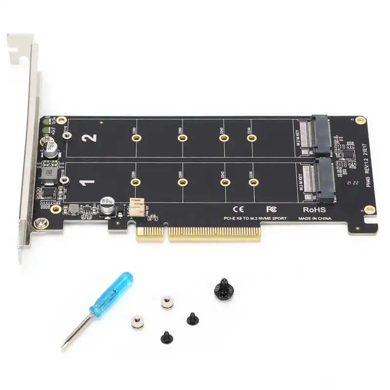 Переходная карта Dual M.2 NVMe SSD на PCIE X8 M Key жесткий диск конвертер ридер