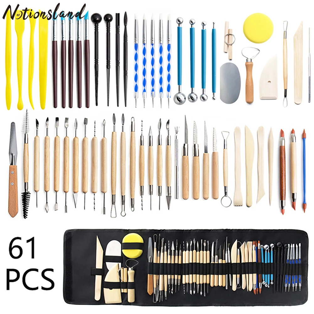 

61Pcs Polymer Clay Tools Ball Stylus Dotting Tool Modeling Clay Sculpting Tools Set Rock Painting Kit for Clay Sculpture Pottery