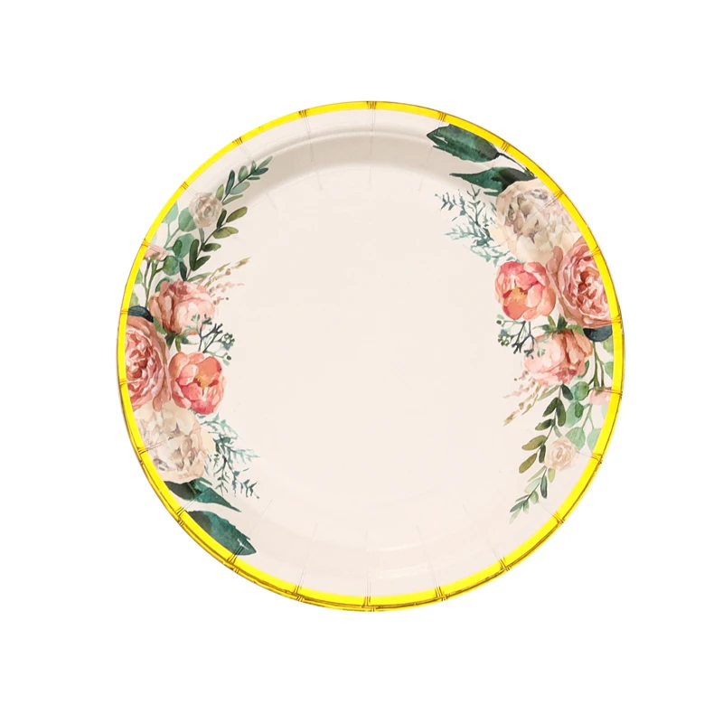 Description Picture 4 of itemFloral printing Disposable tableware Tea party supplies paper plate cup wedding decoration baby shower kids birthday party deco