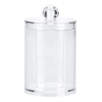 

Premium Durable Multifunctional Round Transparent Container Acrylic Makeup Cotton Pad Swab Holder Makeup Cotton Storage Box