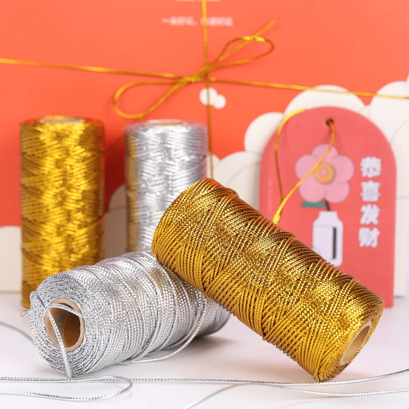 Metallic Gold and Silver Twine - 1.5mm, 100M Roll - Non-Slip String for Crafting and DIY Projects